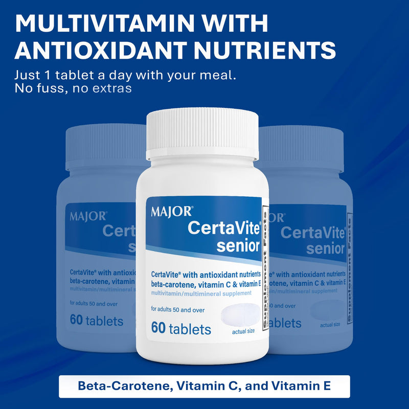 MAJOR CertaVite Senior Multivitamin with Antioxidants, 60 Tablets | Multivitamin for Women and Men With Beta-Carotene, Iron, Vitamin C and E, Supports Immunity, Energy and Vision