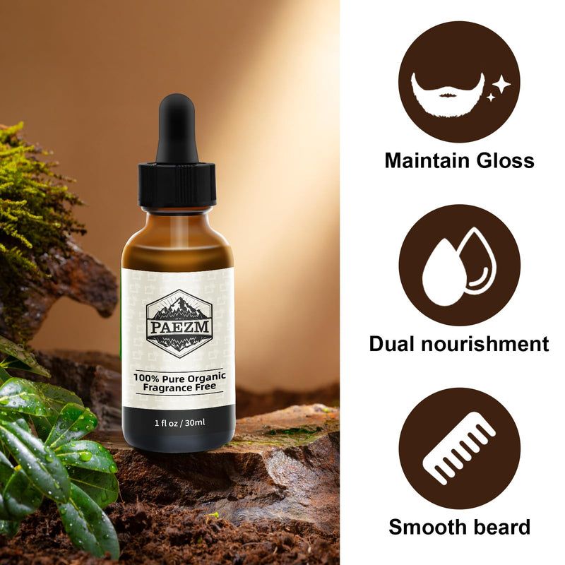 [Australia] - 5 piece beard care set for men, including natural beard oil, sandalwood scented beard balm, brush, comb, scissors, storage bag, beard care set as Christmas, birthday for him 