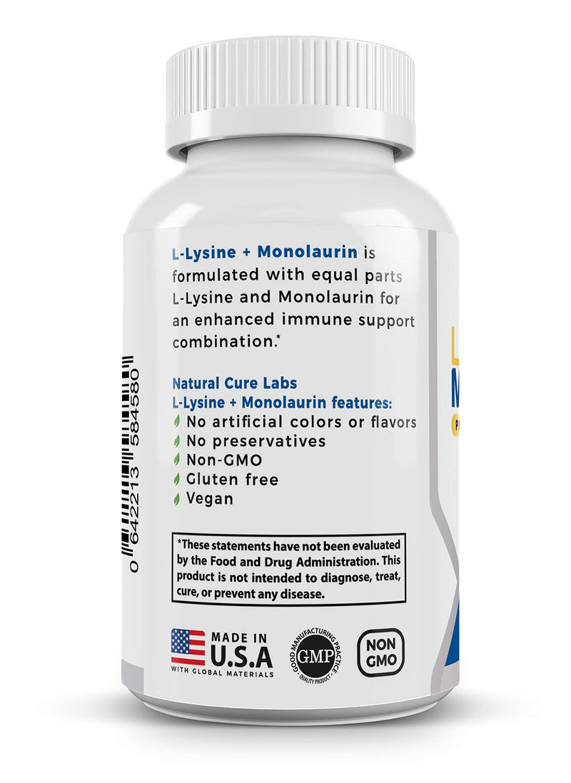 [Australia] - L-Lysine + Monolaurin 600mg 1:1 Ratio, 100 Capsules 100 Count (Pack of 1) 