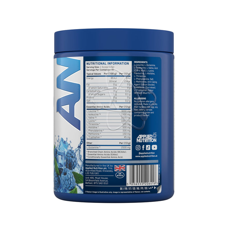 Applied Nutrition Amino Fuel - Amino Acids Supplement, EAA Essential Amino Acids Powder, Muscle Fuel & Recovery (390g - 30 Servings) (ICY Blue Raz) (New) Icy Blue Raz 30 Servings (Pack of 1)