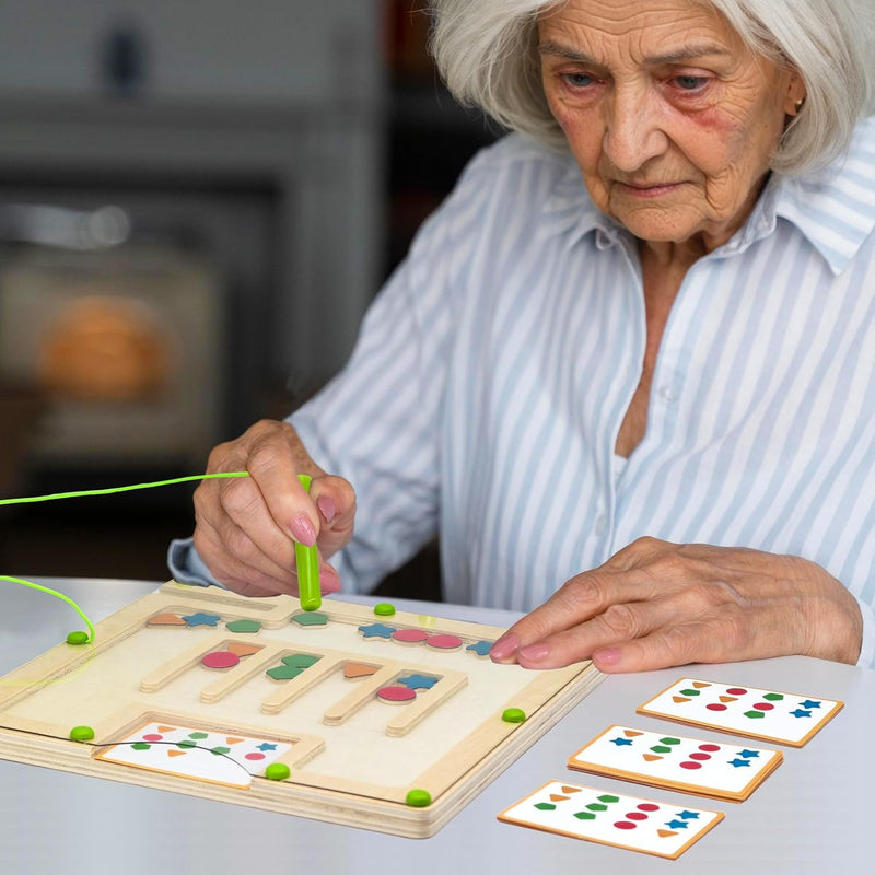 [Australia] - Alzheimers Products for Elderly - Sorting Activities for Dementia Patients, Memory Care Activities for Seniors, Tile Matching Cognitive Busy Box Board Gadgets Gifts Large Wooden 