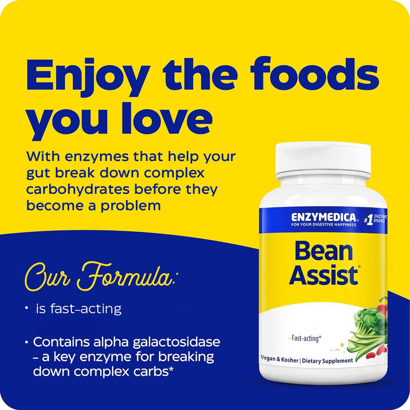 Enzymedica, BeanAssist, Digestive Support, 30 Capsules, Vegan, Gluten-Free, Soy-Free 30 count (Pack of 1)