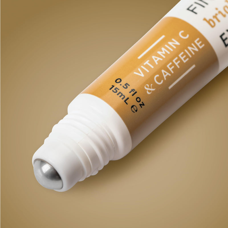 Findley Eye Serum with Vitamin C and Caffeine | Unique Stainless Steel Roller Ball Applicator | Under Eye Treatment for Puffiness & Dark Circles | Soothes, Depuffs, & Firms (0.5 Fl Oz)