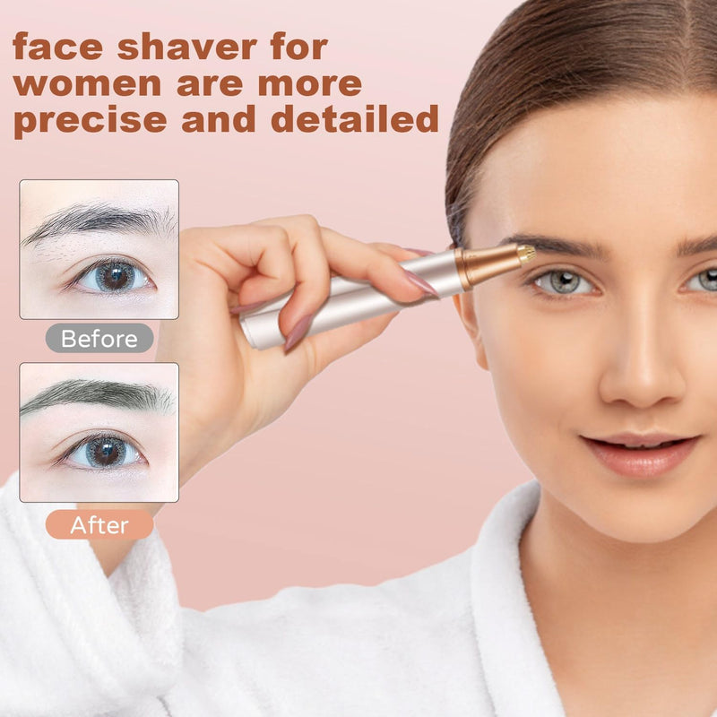 3 in 1 Women Face Shaver, Electric Eyebrow Trimmer Women Facial Hair Remover Waterproof Rechargeable Electric Shaver Razors for Face Nose Eyebrow Beard Mustache Arm Leg Armpit