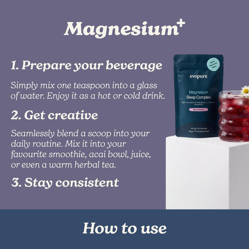 Magnesium Glycinate Sleep Powder | L-Theanine Chamomile Passionflower | High Absorption | Berry | 30 Servings
