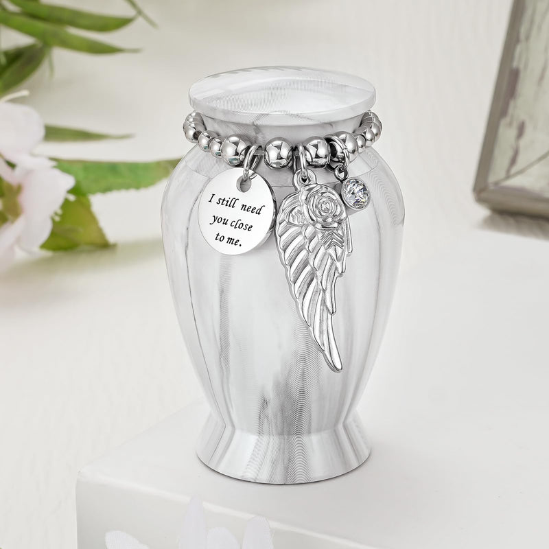 [Australia] - Dletay Small Urns for Human Ashes Keepsake 2.85 Inch Memorial Mini Cremation Urn for Women Men Aluminum Decorative Funeral Urns - Marble White Marble-White 