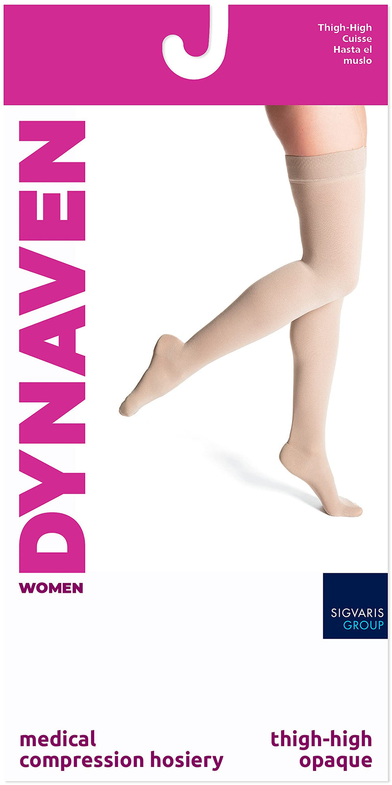 [Australia] - SIGVARIS Women’s DYNAVEN Closed Toe Thigh-Highs w/Grip-Top 20-30mmHg Medium Long Light Beige 