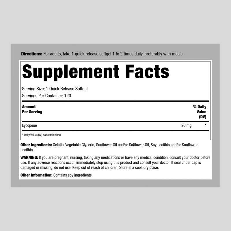[Australia] - Piping Rock Lycopene Supplement | 20mg | 120 Softgels | Naturally-Occurring Carotenoid | Non-GMO, Gluten Free 