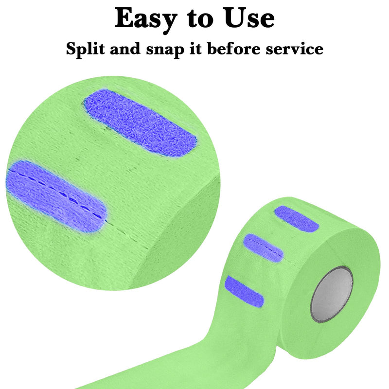 [Australia] - Hair Removal Strips - 5 Rolls, 500 Strips Green, Disposable & Flexible Paper Neck Strips for Salon Hair Cutting & Stylist, Water Resistant and Self-Adheres to Neck 