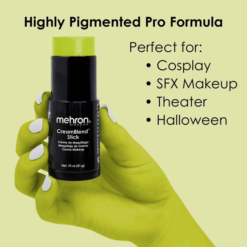 [Australia] - Mehron Makeup CreamBlend Stick | Face Paint, Body Paint, & Foundation Cream Makeup | Perfect for Halloween .75 oz (21 g) (Ogre Green) Ogre Green 1 Count (Pack of 1) 