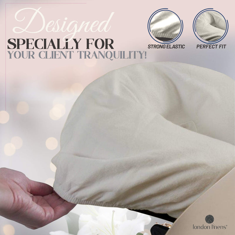 [Australia] - London Linens Pack of 4, Premium Extra Thick 100% Cotton Flannel Massage Tables Face Cradle Covers Cozies Fitted - Includes 4 pcs (Natural) Natural 