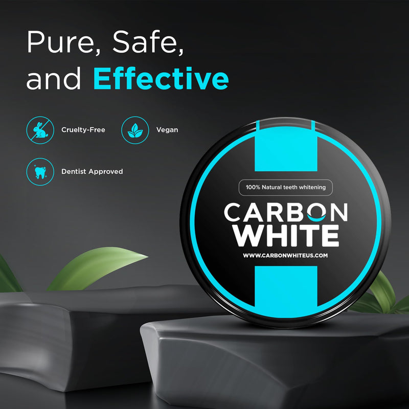 [Australia] - CARBON WHITE Teeth Whitening Powder - Natural Activated Coconut Charcoal Tooth Powder for Removing Stains & Discoloration - Helps Fight Tartar & Plaque, Freshens Breath - Tasteless, Odorless - 30g 