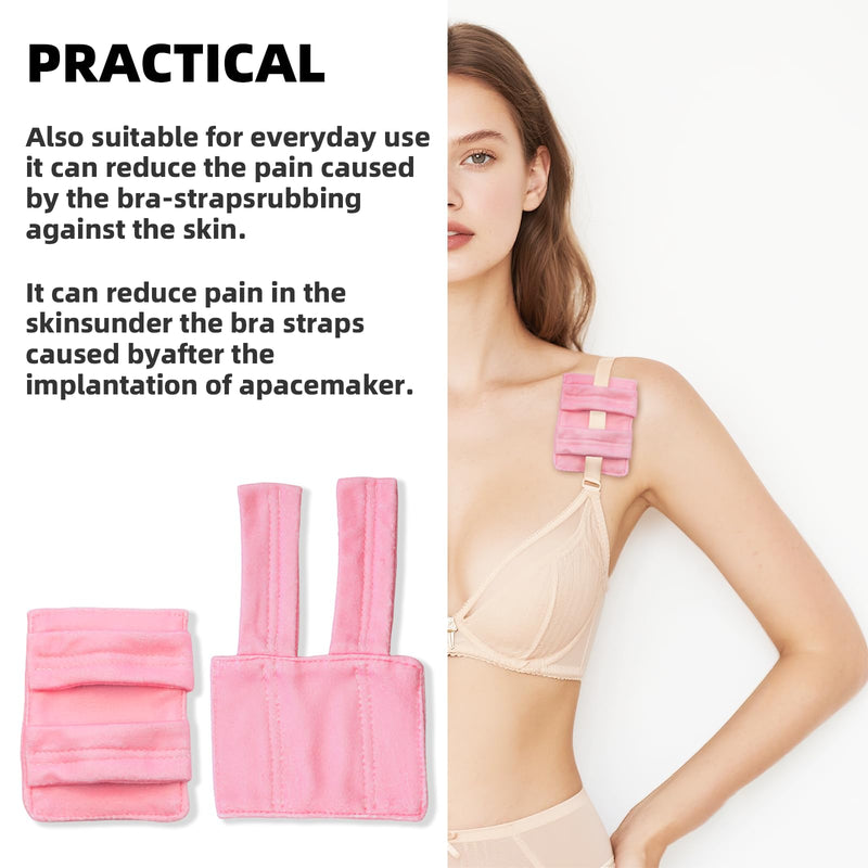 [Australia] - 2 Pack Port Pillows for Chemo Patients Seatbelt, Adjustable Bra Strap Cushion Protector for Chest Port, Soft Recovery Cushion for Pacemaker & Chemo Port Pillow for Bra Strap (Pink) Pink 