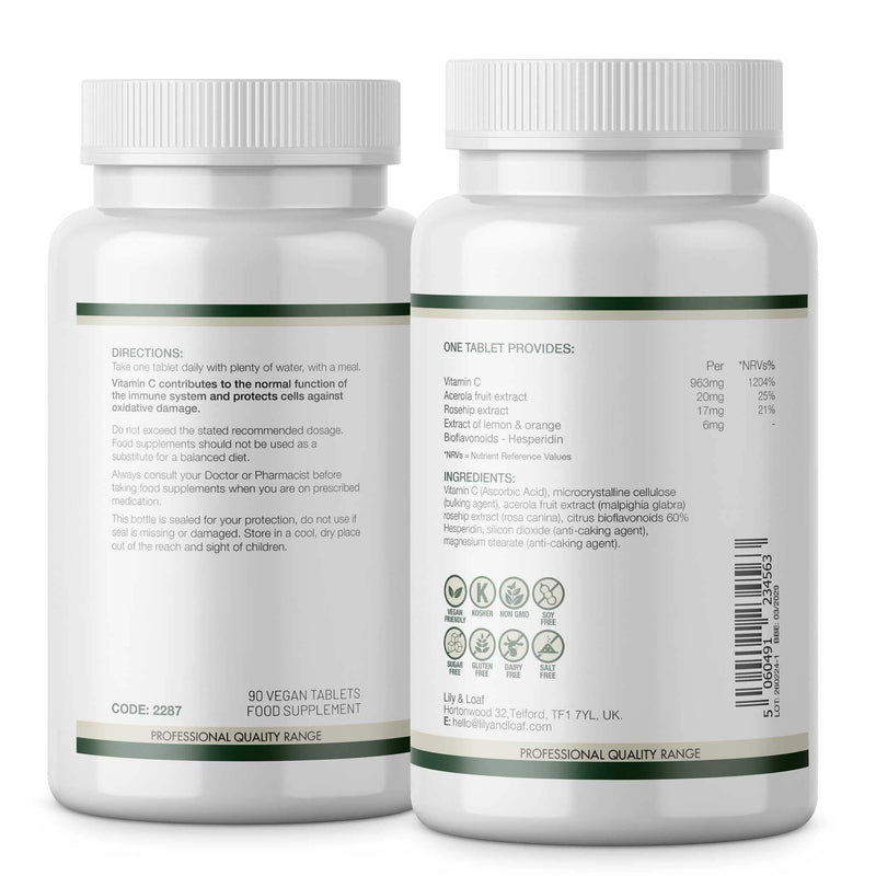 Lily & Loaf Vitamin C High Strength 1,000mg – Controlled Release (90 Tablets)