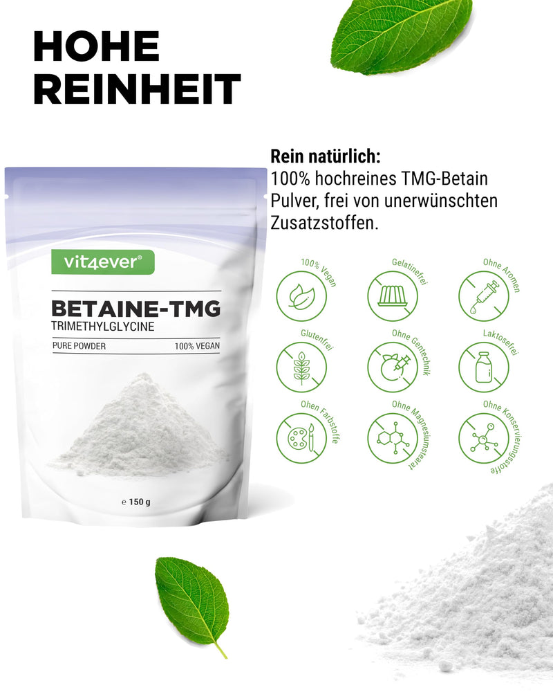 [Australia] - Betaine (TMG) - 150 g - Betaine from sugar beet - 99% purity - Trimethylglycine - High dosage - Vegan 