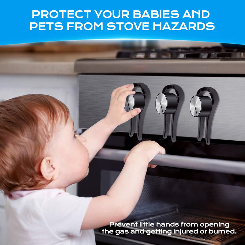 [Australia] - Stove Knob Safety Covers for Child, Gas Stove Knob Locks (5 Pack) clip 