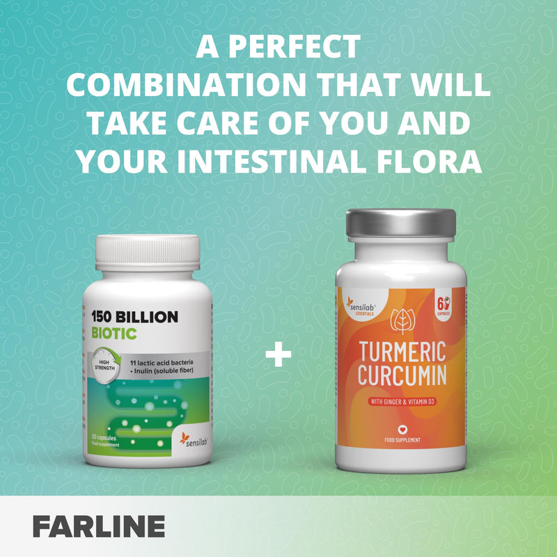 Probiotic Capsules with 150 Billion CFU, Highest Concentration, Bacterial Cultures Supplement with Chicory Root, Inulin, 30 Capsules, 150 Billion Biotic by Sensilab