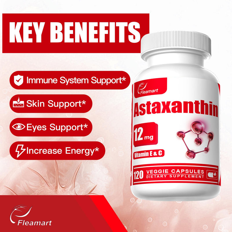 [Australia] - Astaxanthin Supplements 12mg with Vitamin E & C High Absorption Formula 120 Capsules Gluten Free, Non-GMO, Vegan 