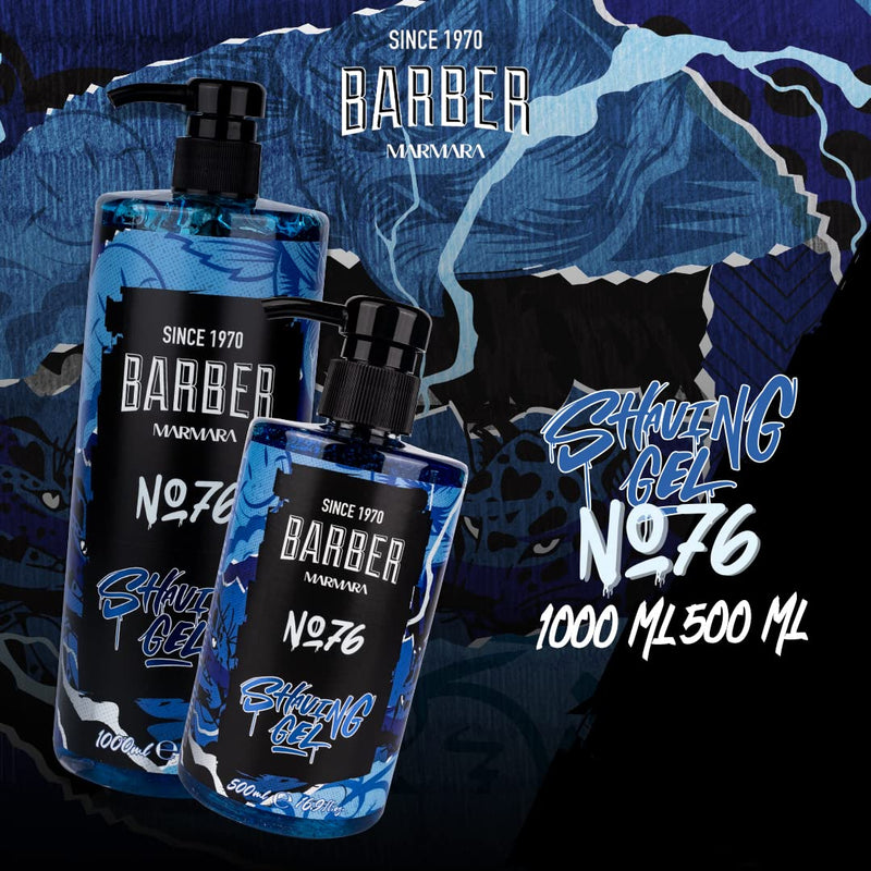 [Australia] - BARBER MARMARA shaving gel men No.76 - men's shaving gel transparent 500ml - shaving gel men - for a precise shave of the beard contours - optimal gliding - cools the skin - with pump dispenser 