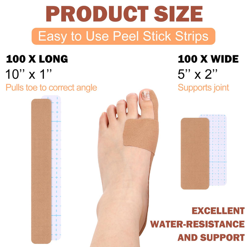 [Australia] - 200 Pcs Toe Bunion Pain Relief Tape Pre Cut Bunion Kinesiology Tape Bunion Support Bunion Correction and Pain Relief Tape Big Toe Sprains Anti Sensitive and Waterproof for Women and Men 