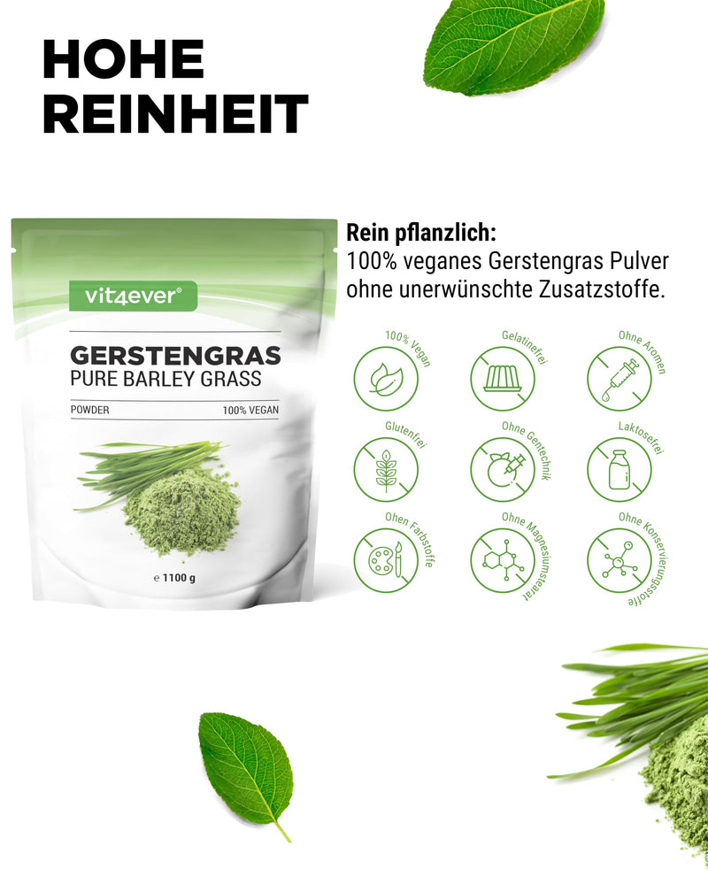 [Australia] - Barley grass - 1100 g powder (1.1 kg) - Premium: Young barley grass powder from the Netherlands - Rich in minerals & vitamins - 100% Barley grass - Vegan - Superfood - Laboratory tested 