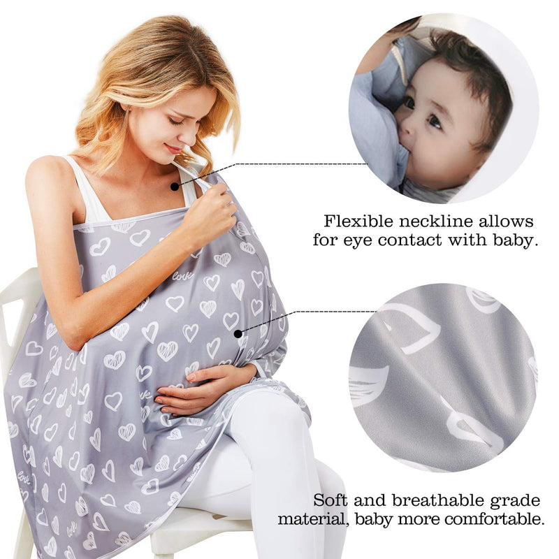 [Australia] - Baby Nursing Cover & Nursing Poncho - Multi Use Cover for Baby Car Seat Canopy, Shopping Cart Cover, Stroller Cover, 360° Full Privacy Breastfeeding Coverage Heart-shaped 