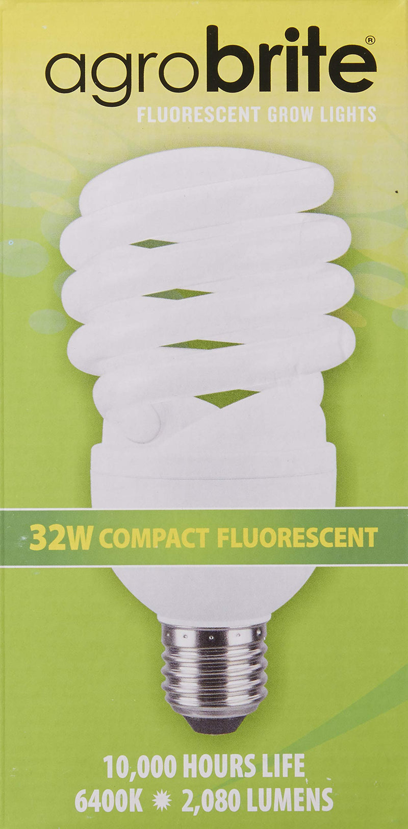 [Australia] - Hydrofarm Agrobrite FLC32D Compact, 32 Watt, 6400K Fluorescent Spiral Grow Lamp, 1 Count (Pack of 1), Brown/A 32W/6400K 