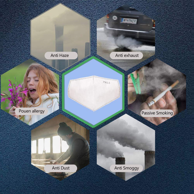 [Australia] - 30PCS New Upgrade 3D PM2.5 Activated Carbon Filter Insert Adult Five Layers 3D Cutting PM 2.5 Filter Dustproof Air Pollution Replaceable Paper Larger Protection Area 30 