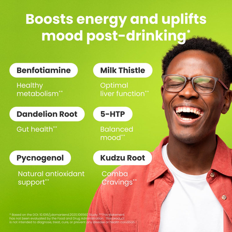 [Australia] - NoMoreDrinks Anti Alcohol Craving Supplement | Liver Detox & Combat Cravings | Energy Support Alcohol Replacement Drink | Organic Milk Thistle Supplement & Dandelion Root & 5HTP | (10) Energy Pills 1 