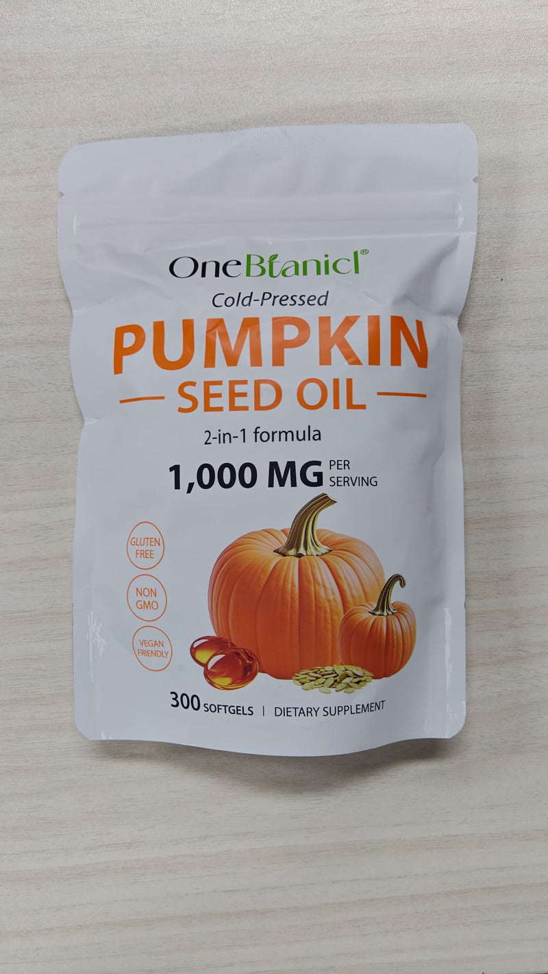 Pumpkin Seed Oil Capsules 1000mg per Serving, Cold Pressed Formula, Supports Prostate & Urinary Health, Hair Vitality, Rich in Essential Fatty Acids & Zinc, Vegan, Non-GMO, 300 Softgels