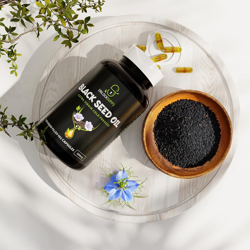 Cold Pressed Black Seed Oil Capsules – 500mg, 120 Liquid-Filled Vegan Capsules, Nigella Sativa for Immune Support, Joint Health–Fast Absorption, Heat-Resistant