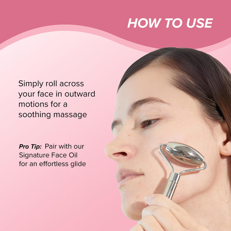 Skin Gym Face Roller for Wrinkles and Lifting - Anti-Aging Face Massager Skin Care Beauty Tool - Boost Radiance, Rejuvenate Skin, Sculpt, Lift and Define, Silver