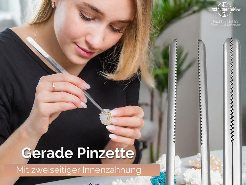 [Australia] - Straight tweezers, 20 cm, with internal teeth, stainless steel 