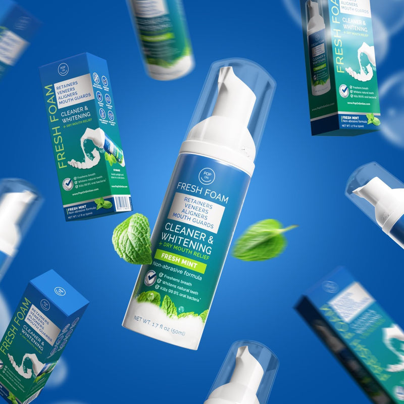 [Australia] - Retainer Cleaner Foam for Invisalign, Aligner Cleaner Whitening Foam for Mouth Guard Night Guard Veneers, Whitens Teeth, Freshens & Fights Bad Breath, 3% Hydrogen Peroxide, Mint - 50ml 1.7 Fl Oz (Pack of 1) 