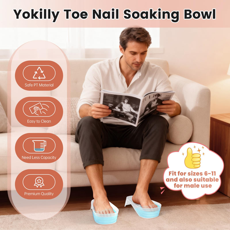 Yokilly Toe Nail Soaking Bowl: Large Size Acetone Proof Toe Soaking Tray | Shoe Design Foot Soaking Bath Tub for Soak Off Dip Powder Gel Polish Remover - DIY enthusiasts Home Use-Clear Clear