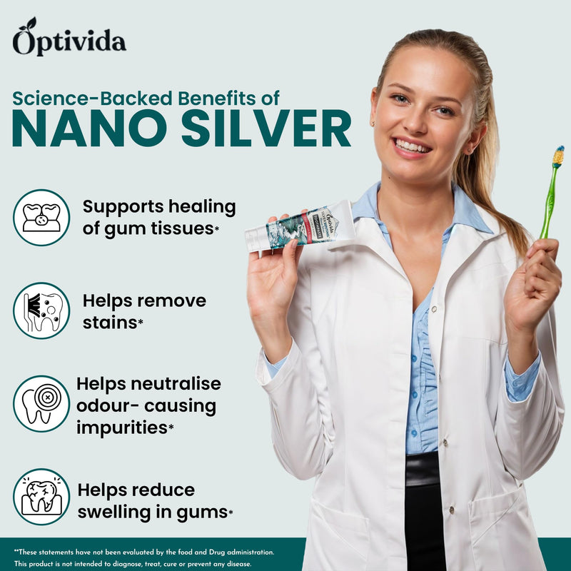 Optivida (Fluoride Free) Colloidal Silver (20ppm) Infused Xylitol Toothpaste for Adults & Kids. Anti-Cavity*, Anti-Plaque* Coral Toothpaste with Spearmint Oil for Gum Health & Teeth whitening - 4oz 4 Ounce (Pack of 1)