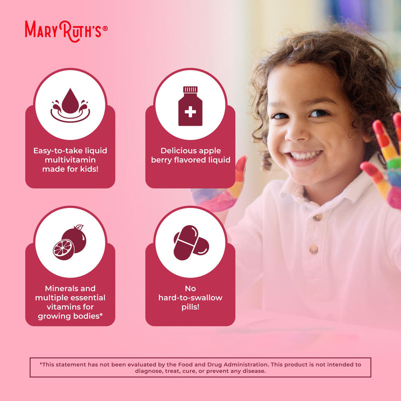 MARYRUTH'S Kids Liquid Morning Multivitamin for Kids, Sugar Free, 15.22oz | Sugar Free