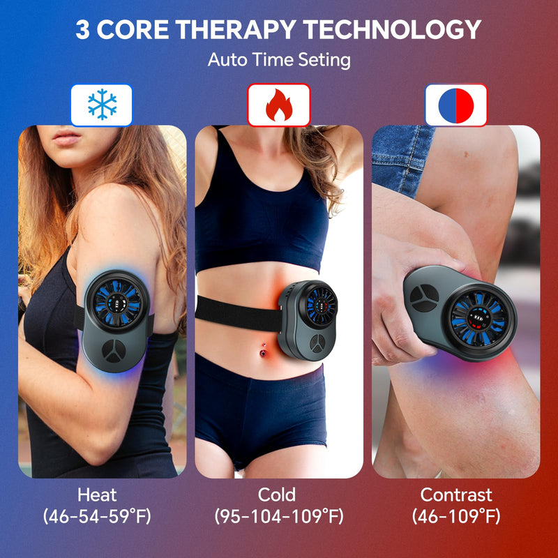 Portable Cold Therapy Machine, Heat & Ice System Device for Painrelief | Cryotherapy, Ice Compress, For Sports Recovery, Knee, Shoulder, Muscle Relaxation, Adjustable Straps Metal