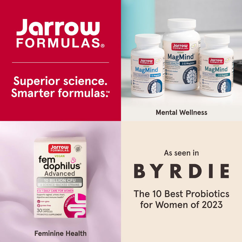 [Australia] - Jarrow Formulas Fem-Dophilus Advanced Probiotics 10 Billion CFU With 6 Science-Backed Strains, Dietary Supplement for Vaginal, Urinary Tract and Digestive Support, 30 Veggie Capsules, 30 Day Supply 