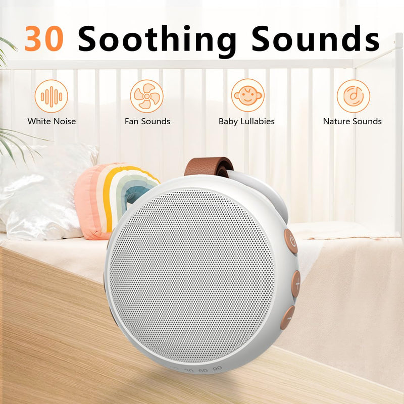 [Australia] - Portable Sound Machine Baby White Noise Machine Pink Noise Machine with 30 Soothing Sounds for Newborn Kids Adults Battery Sleep Brown Noise Masker 4 Timers Memory Function for Travel Home Office 