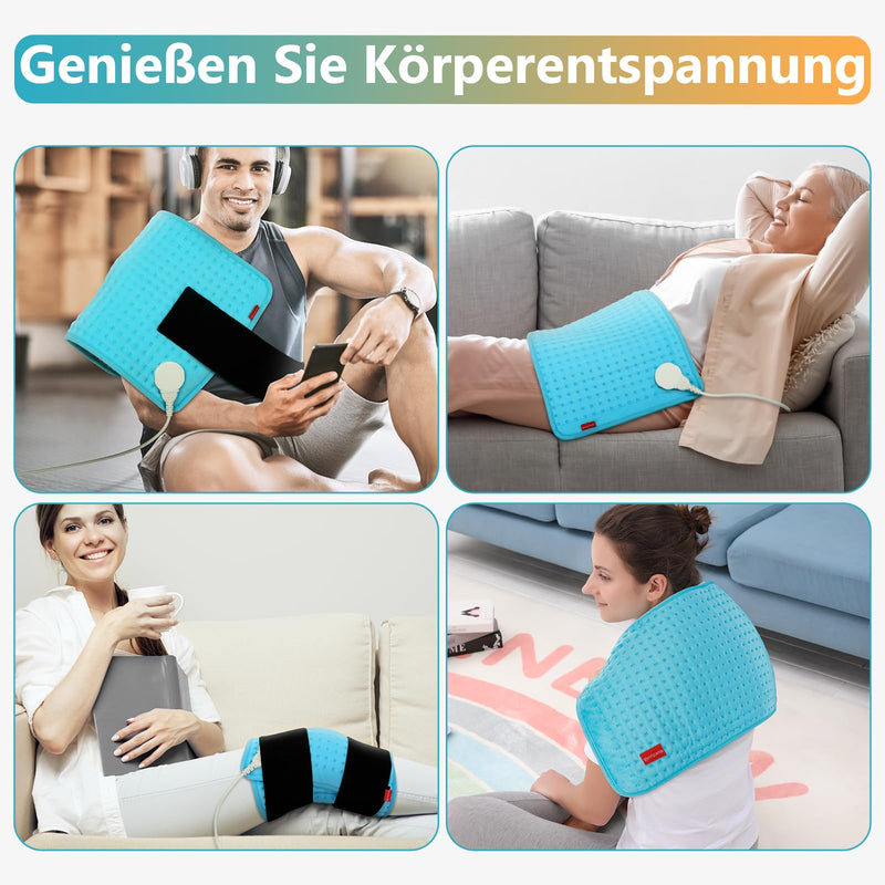 [Australia] - Comfytemp 9 heat levels heating pad with 1-9 hour automatic switch-off, 31 x 61cm heat pad with 2 Velcro straps, portable heat for back, shoulder, leg, arm, washable electric blanket with 2.7 m cable 61x31cm 