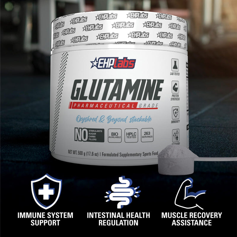 [Australia] - EHP Labs L Glutamine Powder Amino Acids - L-Glutamine, Workout Recovery, Immune Health & Gut Health Support (500g) - 100 Servings 