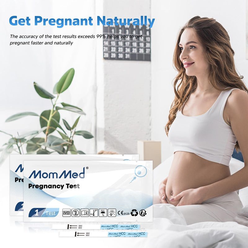 [Australia] - MomMed Pregnancy Test, 55 HCG Pregnancy Test Strips for Early Detection, Over 99% Accurate, 55 Free Urine Cups, Bulk Pregnancy Tests for Home Use, Pruebas de Embarazo 55 Count (Pack of 1) 