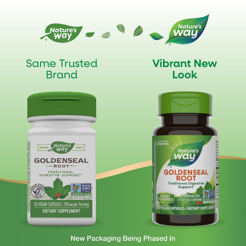 [Australia] - Nature's Way Goldenseal Root, Traditional Digestive Support, Berberine, Non-GMO Project Verified, Vegan, 50 Capsules (Packaging May Vary) 50 Count (Pack of 1) 