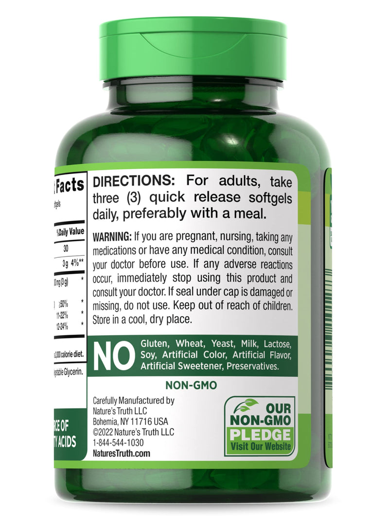 [Australia] - Flaxseed Oil Softgels | 90 Count | Cold Pressed, Non-GMO & Gluten Free Supplement | by Nature's Truth 