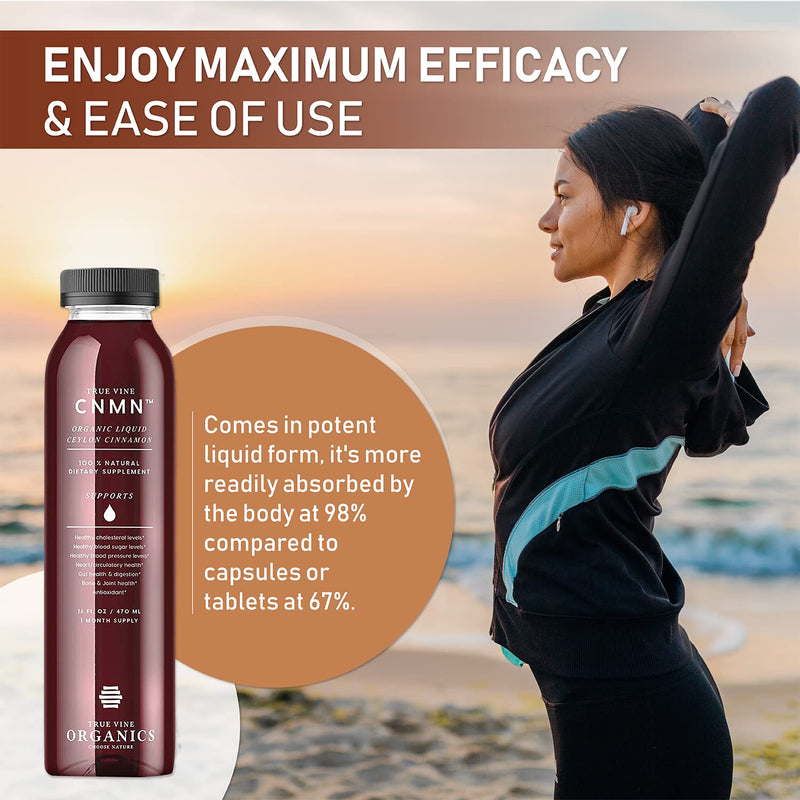 [Australia] - True Vine 3200mg Liquid Ceylon Cinnamon Supplement (Made in USA) for Healthy Heart, Blood Pressure, Sugar, Cholesterol, Gut & Joints — 100% Organic Ceylon Cinnamon to Fight Free Radicals (16 fl oz) 