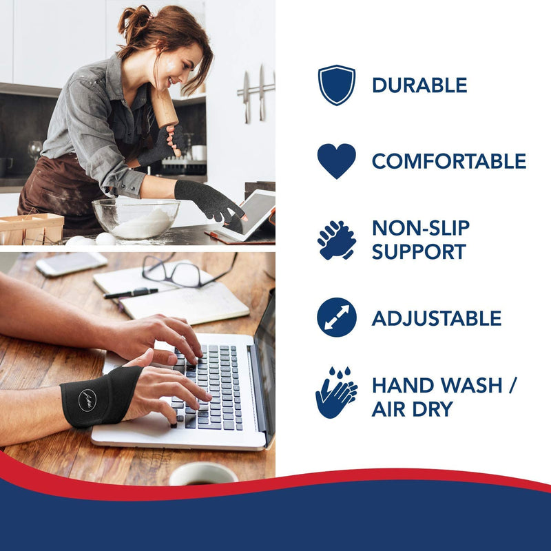 Dr. Arthritis Bundle: Copper Lined Wrist Support (Single) + Compression Gloves (XS)