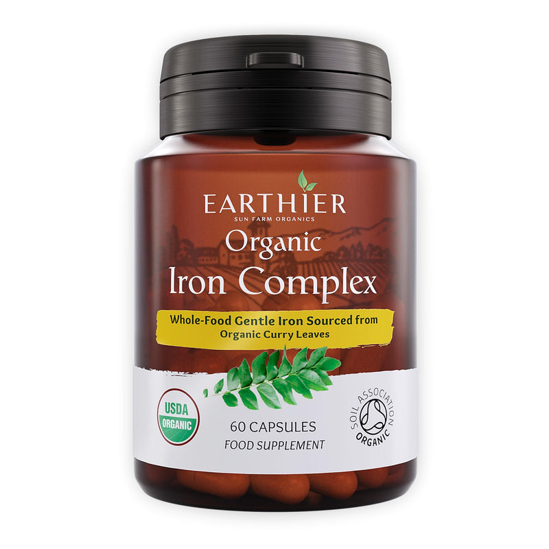 Organic Iron Whole Food Sourced & Certified by Soil Association 60 Capsules Vegan