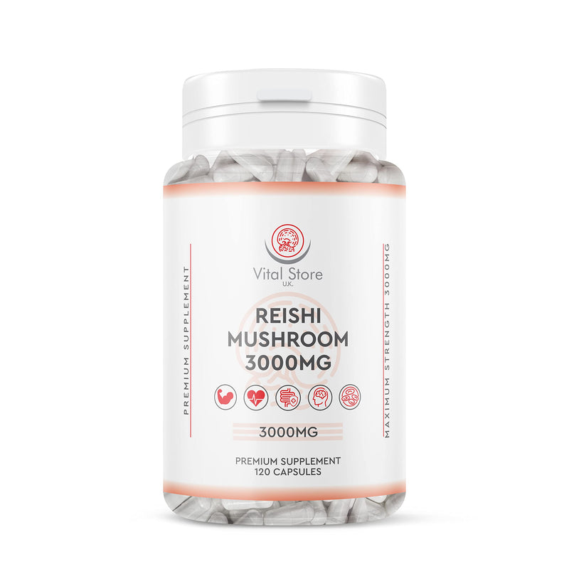 Reishi Mushroom Extract 3000MG - 4 Month Supply 120 Vegan Capsules - Ganoderma lucidum Extract
