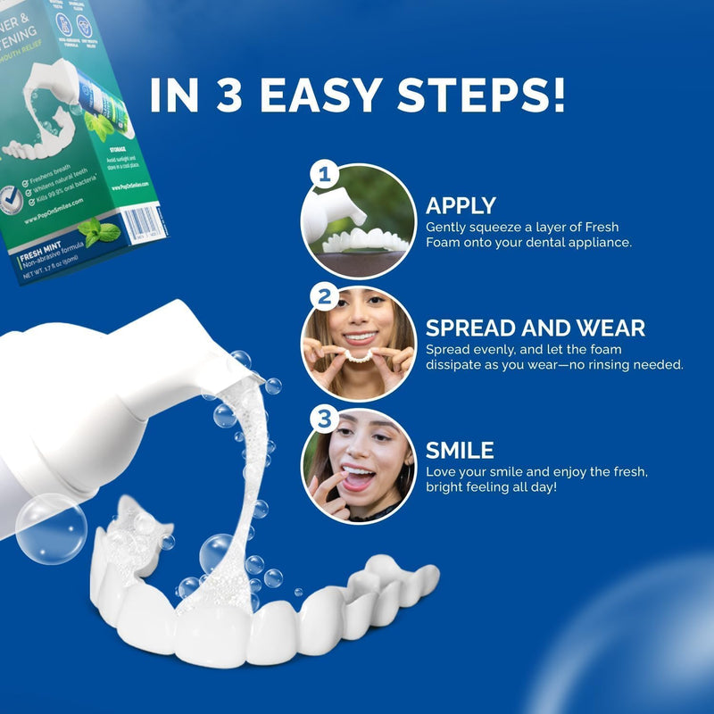 [Australia] - Retainer Cleaner Foam for Invisalign, Aligner Cleaner Whitening Foam for Mouth Guard Night Guard Veneers, Whitens Teeth, Freshens & Fights Bad Breath, 3% Hydrogen Peroxide, Mint - 50ml 1.7 Fl Oz (Pack of 1) 